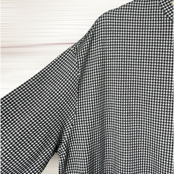 6397 Houndstooth Long Sleeve Shift Oversized Dress In Black/ White XS-L - Picture 6 of 13